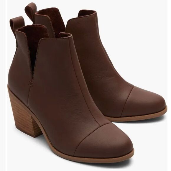 Toms Dressy Leather Everly Cutout Ankle Boot Bootie Shoes Size 11 - Picture 8 of 13